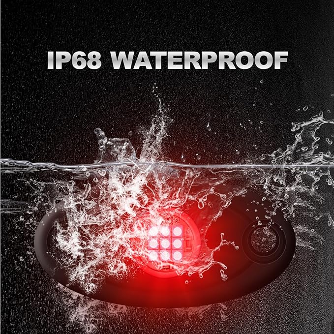 12 Pods Red LED Rock Lights Neon Underglow Light for Car Truck ATV SUV Under Body Glow Light Trail Fender Lighting