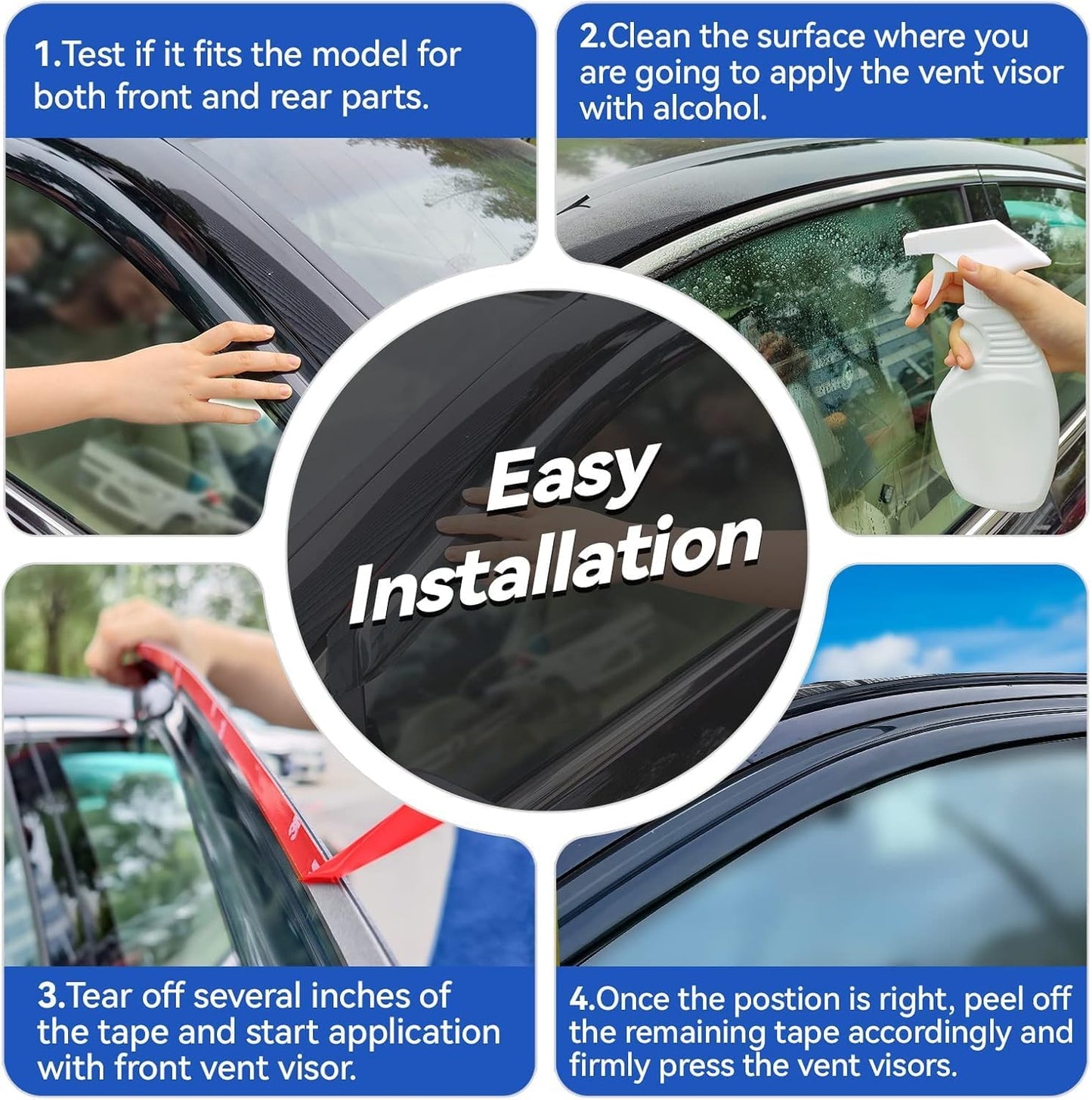 Window Visors Rain Guards for 2007-2013 Toyota Yaris Sedan, Out-Channel Window Vent Wind Deflectors Visors Shades for 07-13 Toyota Yaris