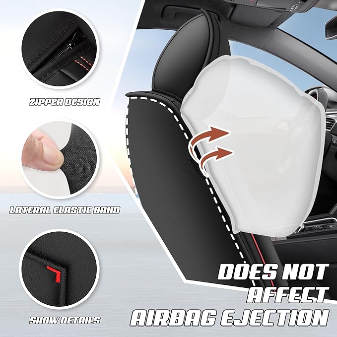 Car Seat Covers Fit for Toyota rav4 2000-2026, Stylish Sport Seat Covers, Waterproof Wear-Resistant Premium Nappa Leather Car Seat Cover.(Full Set/Black)