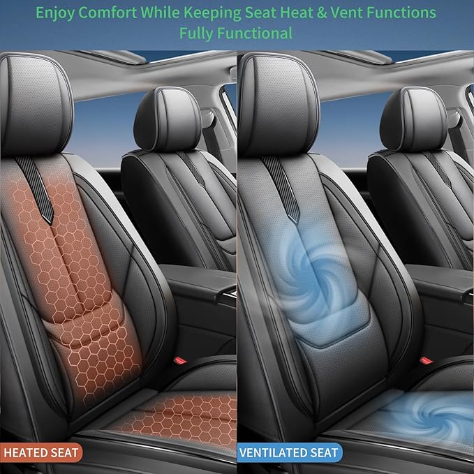 Fit Yaris Car Seat Covers for Toyota Yaris 2008-2018 2019 2020-Upgraded Premium Waterproof & Breathable Leather, Airbag Compatible, All-Weather Seat Cushion Protector,2 Front/Black