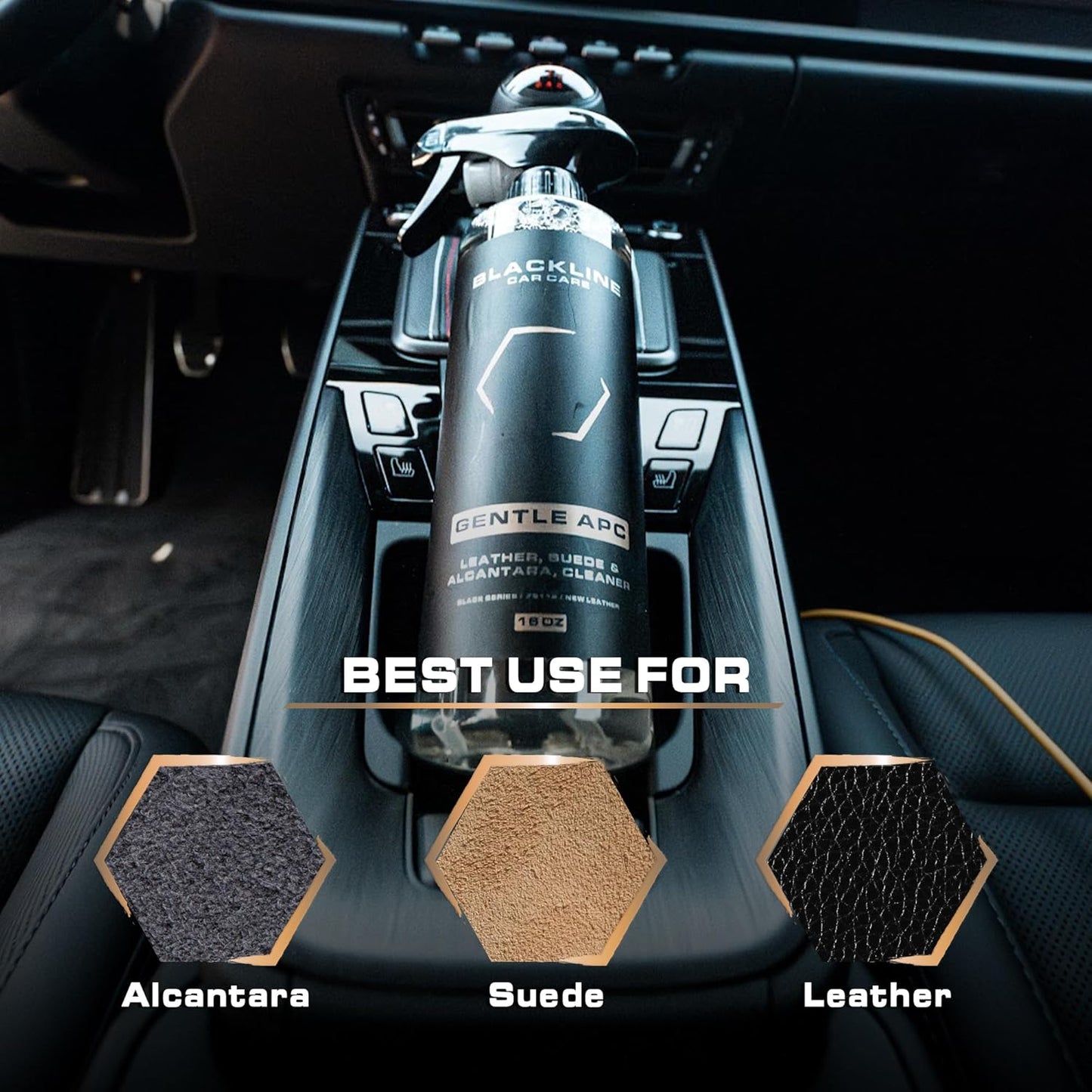 Blackline Car Care - Gentle APC - Streak free total Interior Cleaner and Protectant, Safe for Cars, Motorcycles & More. 16 fl oz leather upholstery cleaner - interior car fabric cleaner, GTL001