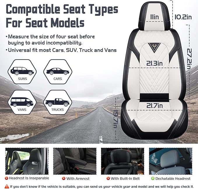 Truck Seat Covers for Ram 1500 2009-2026, Waterproof Premium Leather Full Coverage Car Seat Cover, Muscle Sport Style Auto Interior Seat Cover Sets (Full Set/Black White)