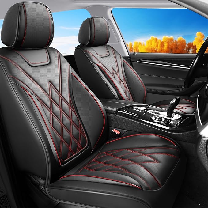 Fit Integra Car Seat Covers for Acura Integra 2023-2026 - Premium Leather, Waterproof, All-Weather, Airbag Compatible, Anti-Slip, Breathable, Easy Install, Seat Protectors, Full Set, Redline