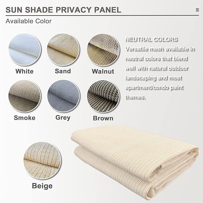 Sun Shade Privacy Panel with Grommets on 4 Sides for Patio, Awning, Window Cover, Pergola or Gazebo (Banha Beige, 8' x 10')
