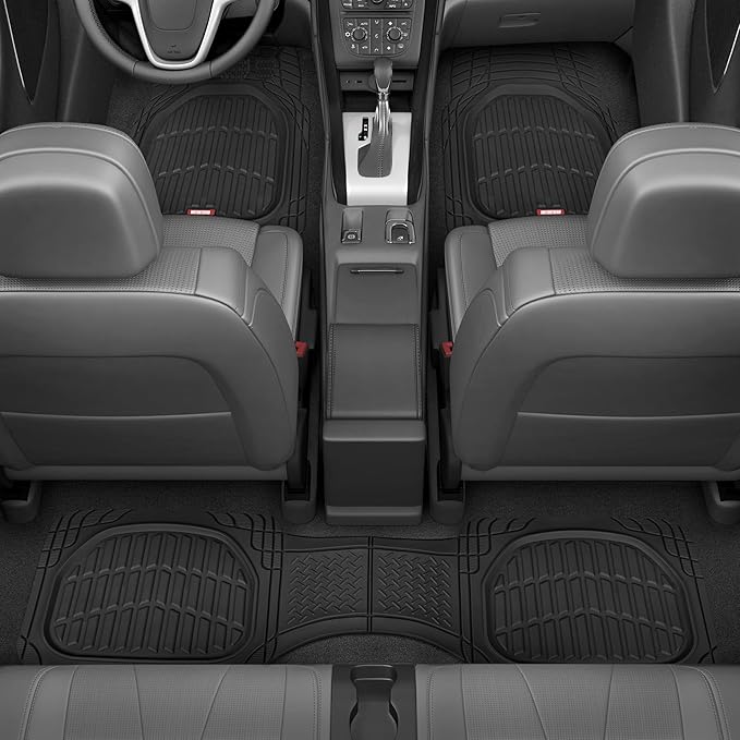Motor Trend FlexTough™ Contour Heavy Duty Rubber Car Floor Mats with Cargo Liner - All Weather Full Set Front & Rear Floor Mats fits Most Cars Truck SUV, Automotive Floor Mat