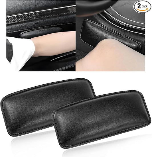 2PCS Car Center Console Knee Leg Elbow Cushion Pad, Soft Leather Auto Armrest Pillow Thigh Support with Memory Foam, Universal Door Arm Rest Pad Knee Cushion Relieves Fatigue