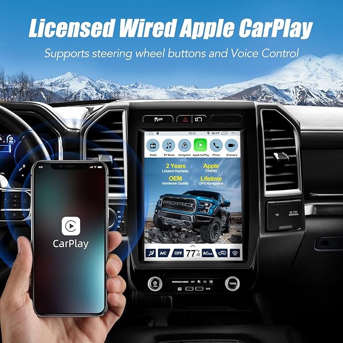 Car Stereo Upgrade for Ford F150 2015 2016 2017 2018 2019 2020 Android Radio,12.1inch Touch Screen Replacement,Built in GPS,Suppt Wireless Carplay Android Auto (V2)