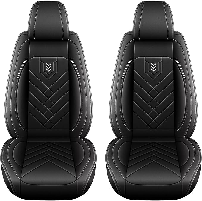 AOMSAZTO Car Seat Covers Fit for Hyundai Kona 2018-2025 2026 Premium Front Seat Covers Waterproof Leather Automotive Seat Covers Compatible with Airbag (2 Seats,Black)