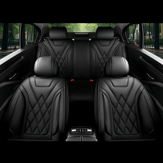 Fit TSX Car Seat Covers for Acura TSX 2003-2014 - Premium Leather, Waterproof, All-Weather, Airbag Compatible, Anti-Slip, Breathable, Easy Install, Seat Protectors, Full Set, Black