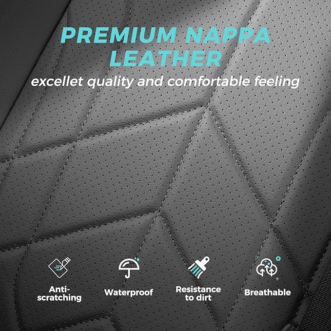 for Toyota RAV4 Seat Covers 2019 2020 2021 2022 2023 2024 2025 RAV 4 LE XLE Limited XLE Premium (Gas not for Hybrid) - Custom Leather Car Seat Covers Full Set - BlackGrey