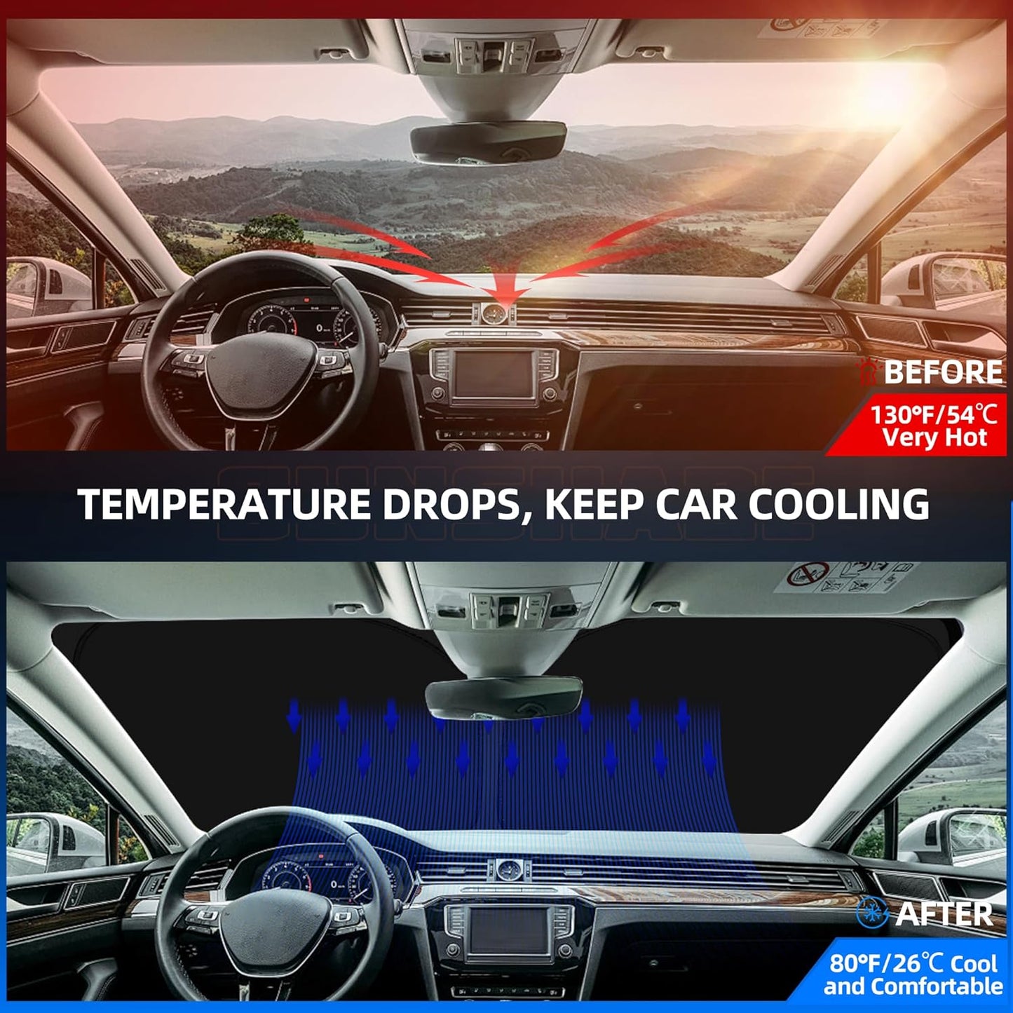 Windshield Sun Shade for Audi Q3 2019-2025 Foldable Sunshade Custom Fit Front Window Car Interior Accessories Protector Blocks UV Rays