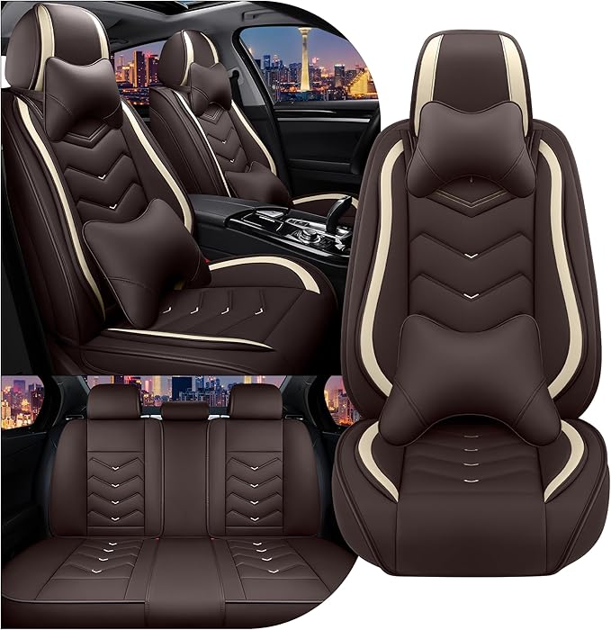 CTDS Car Seat Covers for Jeep Grand Cherokee L 2021-2026, Stylish Sport Seat Cover, Premium Nappa Leather Car Seat Cover. Automobile Seat Covers Sets.(Luxury 5 Seats/Coffee Color)