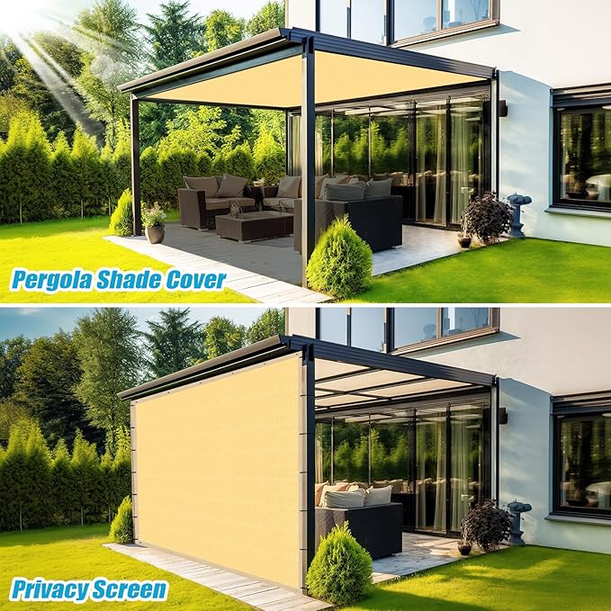 Amagenix 90% Shade Fabric 13'X 20' Sand Sun Shade Cloth with Grommets for Pergola Replacement Shade Cover Canopy, Heavy Duty, Cable Zip Ties Included (We Customized)