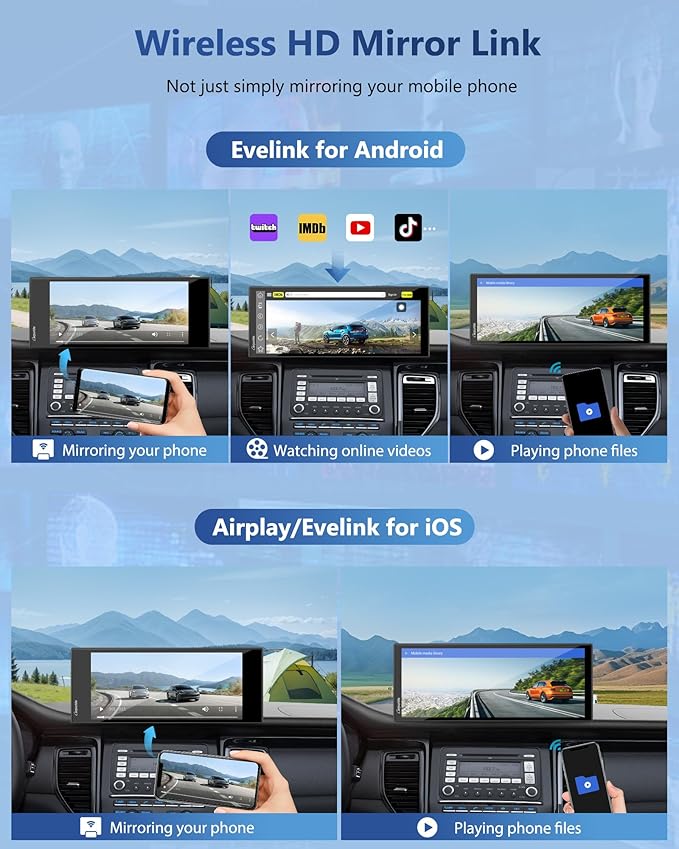 Carpuride Carplay Screen for Car with 4K Front Cam 11.26" Portable Car Play Touchscreen Wireless Carplay & Android Auto, Loop Recording, Voice Control, GPS Navigation, Mirror Link, No Backup Camera