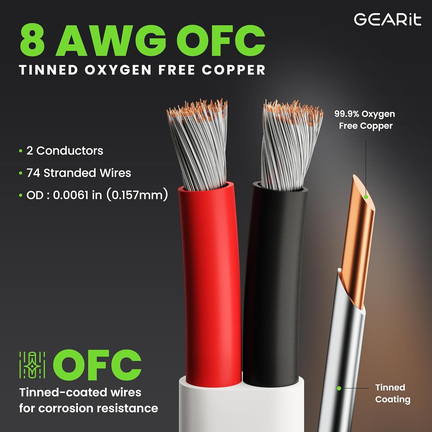 GEARit 8 Gauge Marine Wire, 8/2 AWG (200ft) Marine Grade Tinned Copper Oxygen Free, Duplex 2-Conductor Insulated Red & Black Electrical Cable for Boat, Automotive, RV, Camper, Trailer
