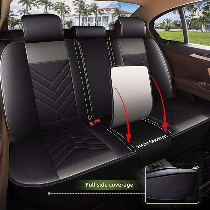 AOMSAZTO Car Seat Covers Fit for Hyundai Santa Cruz 2022-2026 Full Set Premium Seat Covers Waterproof Leather Automotive Seat Cushion Protector Compatible with Airbag(5 Seats,Black&Grey)