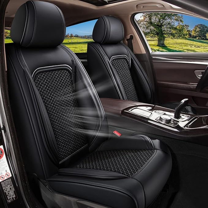 Car Seat Covers Full Set for Toyota 4Runner 2003-2025 2026: Breathable Cool Ice Silk Leather Seat Covers: 5 Seats Vehicle Seat Cushion (Black)