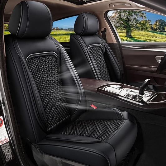 Car Seat Covers Full Set for Toyota Camry 2012-2025 2026, Breathable Cooling Ice Silk Leather Car Seat Covers, 5 Seats Vehicle Seat Protector Seat Cushion Auto Accessories (Black)