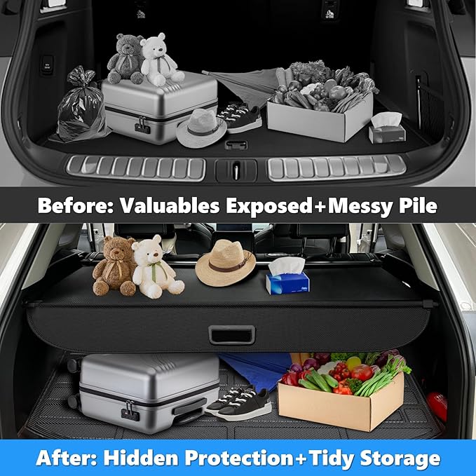 MIALUTY® Cargo Cover for 2021-2026 Toyota Corolla Cross Retractable Trunk Cover Corolla Cross Accessories Anti-Peeping Anti-Theft Privacy Screen,Trunk Luggage Shield Shade Carbon Fiber Texture