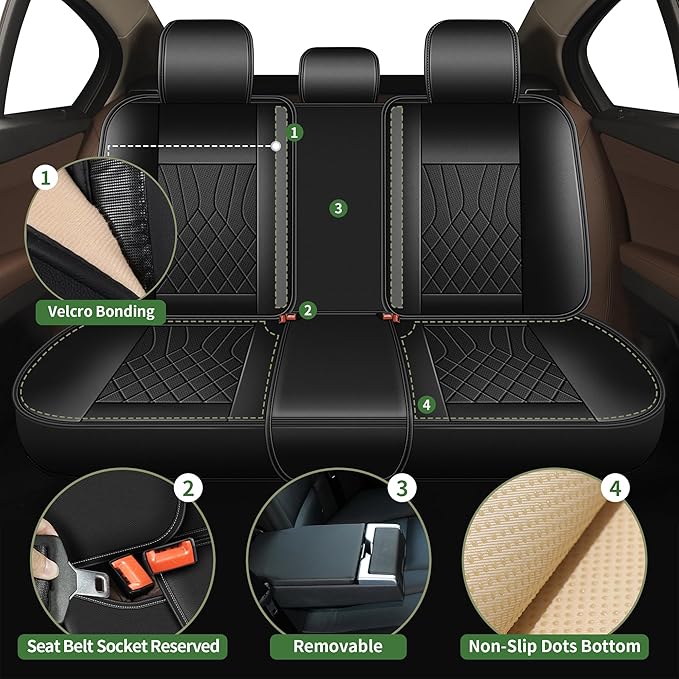 Bling Diamond Embroidered Seat Covers Fit for Nissan Juke 2011-2017(S/SV/SL), Full Set 5 Seats, Sparkle Rhinestone Breathable Perforated Faux Leather Car Seat Covers for Women (Black)