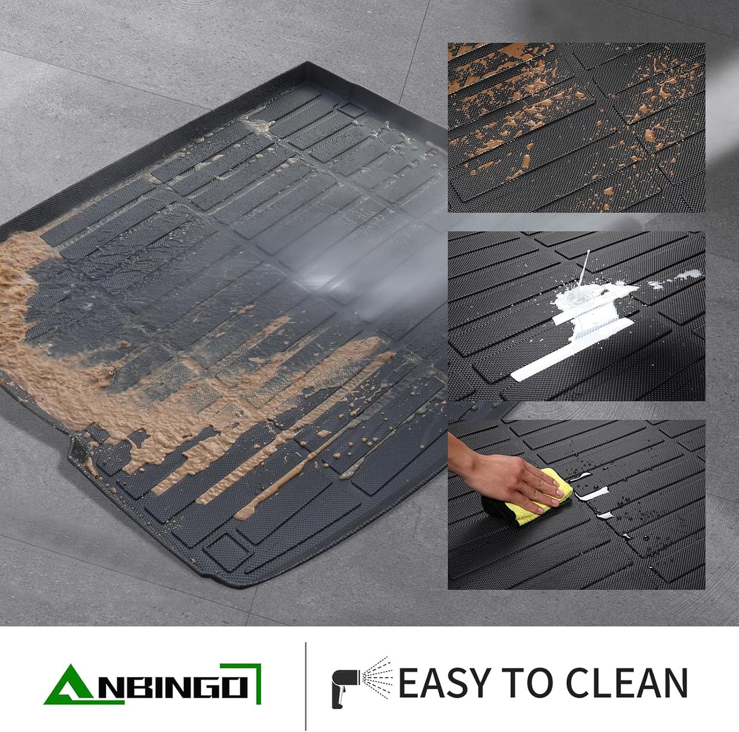 ANBINGO®-Floor Mats & Cargo Liner Custom for Mazda 3 2025 2024 2023 2022 2021 2020 2019(Only Fits Hatchback Models) All Weather Protection TPE Floor Liners Front & Rear Row Full Set Accessories Black