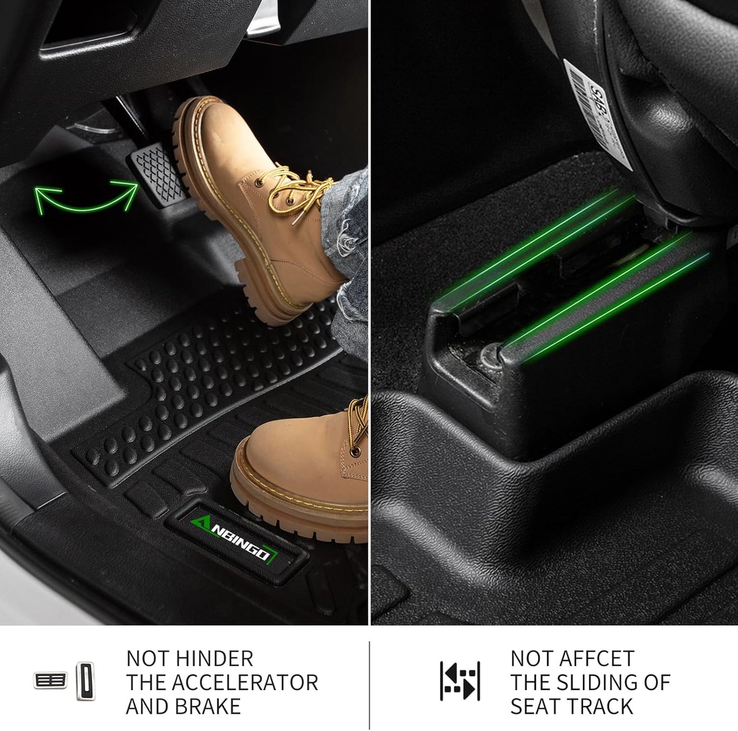 ANBINGO®-Floor Mats & Cargo Liner for Toyota Prius 2016-2022 (Not for Prius Prime & Prius c &Prius v) All Weather Prius Car Mats | 1st, 2nd Row Set & Cargo mat | Prius Floor Liners Accessories-Black