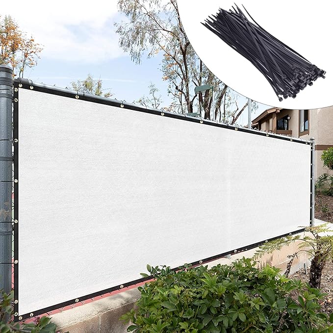 Royal Shade Custom Size 6' x 94' White Fence Privacy Screen Windscreen Cover Netting Mesh Fabric Cloth - Cable Zip Ties Included (We Make Custom Size)