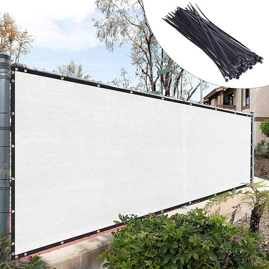 Royal Shade Custom Size 5' x 48' White Fence Privacy Screen Windscreen Cover Netting Mesh Fabric Cloth - Cable Zip Ties Included (We Make Custom Size)