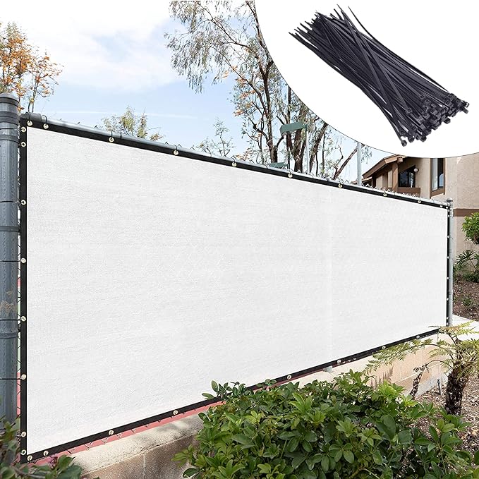 Royal Shade Custom Size 6' x 191' White Fence Privacy Screen Windscreen Cover Netting Mesh Fabric Cloth - Cable Zip Ties Included (We Make Custom Size)