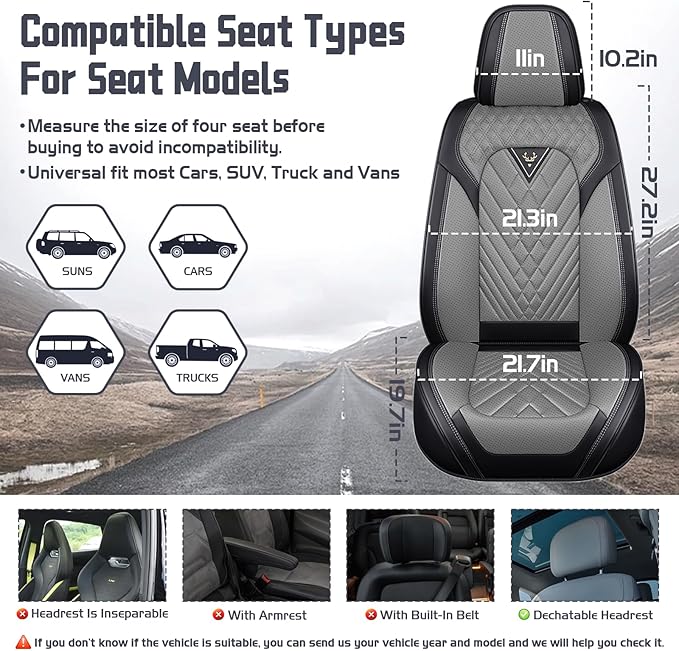 Truck Seat Covers for Ram 1500 2009-2026, Waterproof Premium Leather Full Coverage Car Seat Cover, Muscle Sport Style Auto Interior Seat Cover Sets (Full Set/Black Gray)