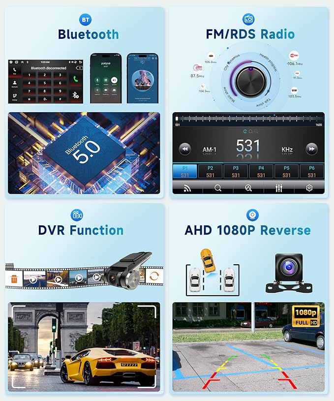 8 CORE 6G+128G Car Stereo Radio for Honda Civic 2006-2011 with Wireless CarPlay Android Auto, 10.1 Inch 1280 * 720P IPS Touch Screen Head Unit Android 13 GPS WiFi Bluetooth 32-Band DSP SWC HD Camera