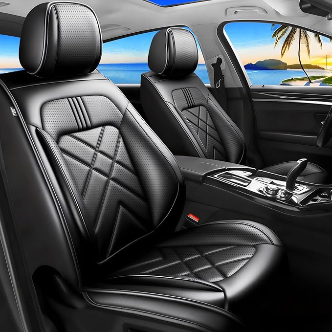 CX-50 Car Seat Covers Custom Fit for Mazda CX-50 2023-2026, Full Coverage Premium Leather Waterproof Breathable Seat Covers, Automotive Seat Protectors, Airbag Compatible(Full Set Seats, Black)