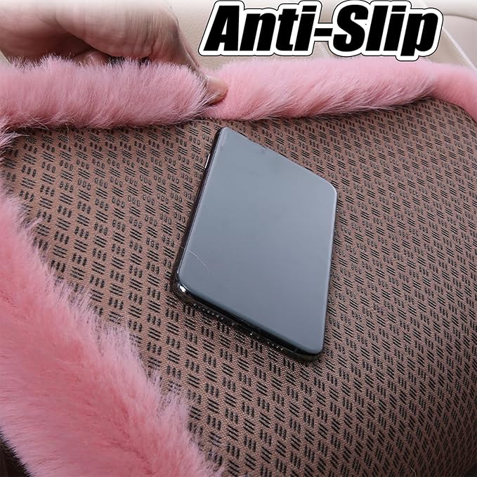 Plush Car Seat Cushion, Soft Warm Fuzzy Faux Rabbit Fur Fluffy Plush Auto Seat Cover Vehicle Car Front and Back Seat Protector Pad with Non-Slip Backing Cushion Interior Universal Fit (Orange,3PCS)