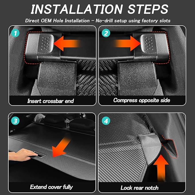 Cargo Cover for Audi Q5 SQ5 2024-2018 (Not for Q5/SQ5 Sportback and All New Q5/SQ5) Retractable Trunk Cover Security Shielding Shade Cargo Luggage Cover Trunk Privacy Protection
