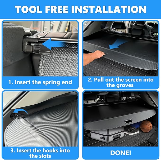 MIALUTY® Cargo Cover for 2025 2026 BMW X3 Retractable Trunk Cover X3 Accessories Anti-Peeping Anti-Theft Privacy Screen,Trunk Luggage Shield Shade Carbon Fiber Texture
