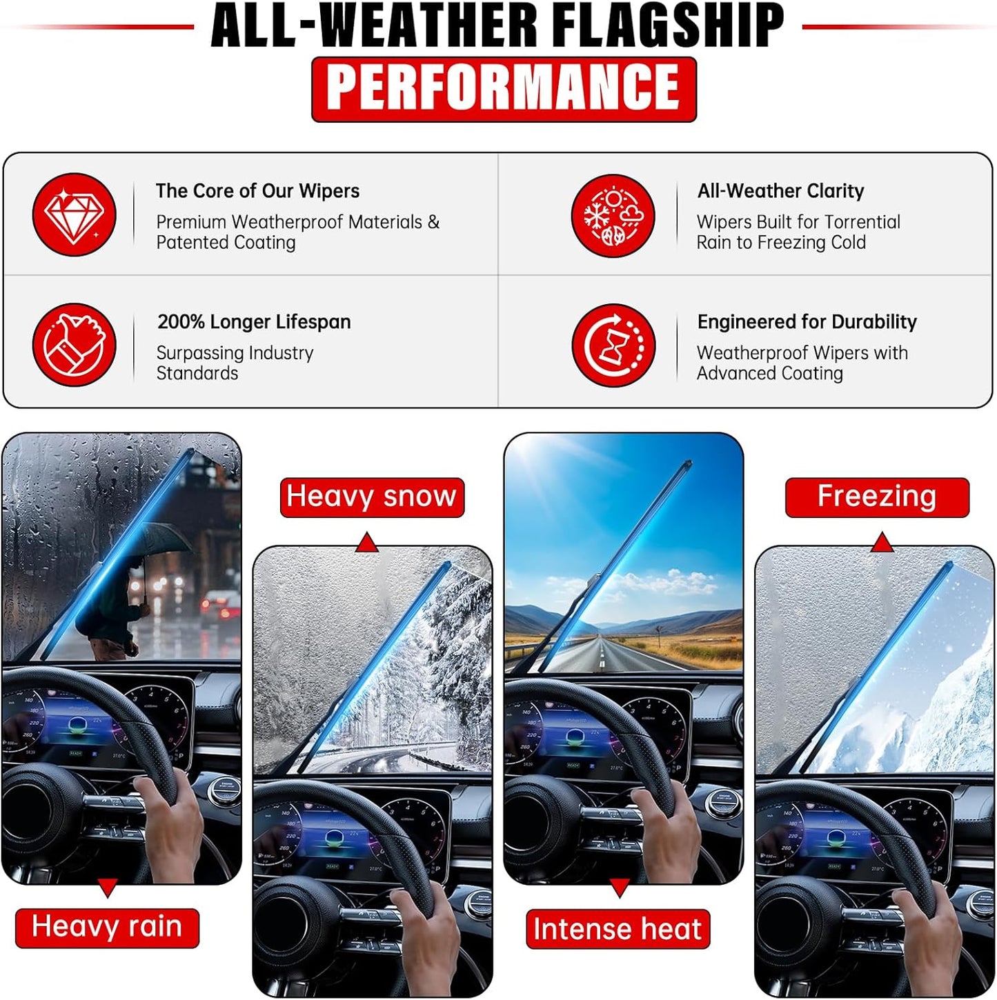 Windshield Wiper Blades Replacement for GMC Acadia 2013 2014 2015 2016 Original Factory Quality Front Rear Wipers Blade Set for My Car - 24" 21" 11" (Pack of 3)