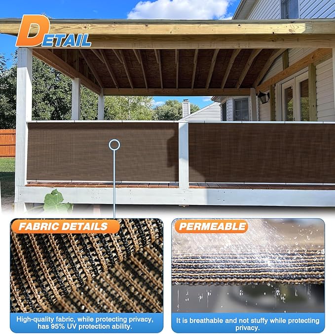 TANG Sun Shade Fabric Roll 8'x3' Shade Cloth for Garden Brown HDPE Mesh Shading Pergola Cover Replacement Canopy, 95% Blockage Sunshades for Outdoor Patio Backyard Plant