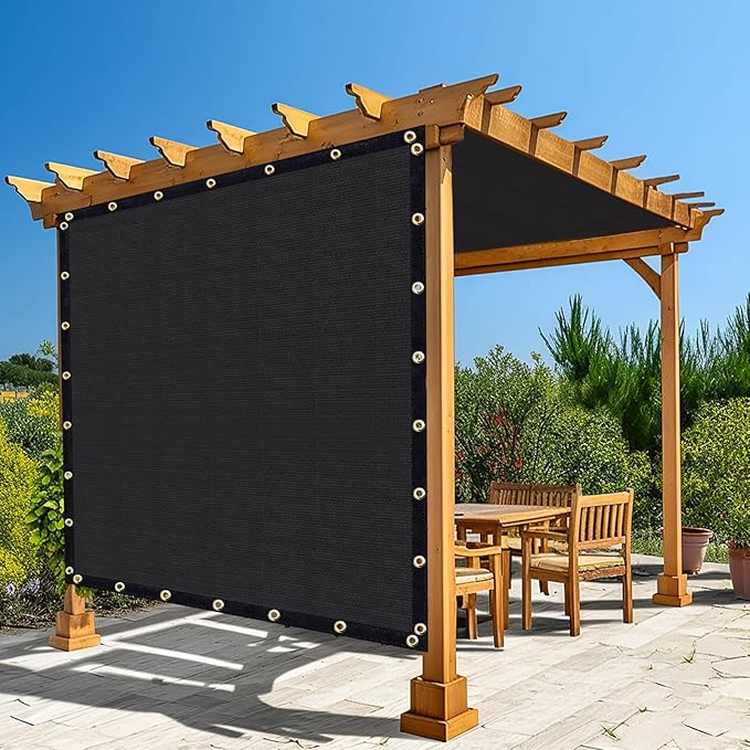 Amagenix 90% Shade Fabric 9'X 11' Black Sun Shade Cloth with Grommets for Pergola Replacement Shade Cover Canopy, Heavy Duty, Cable Zip Ties Included (We Customized)