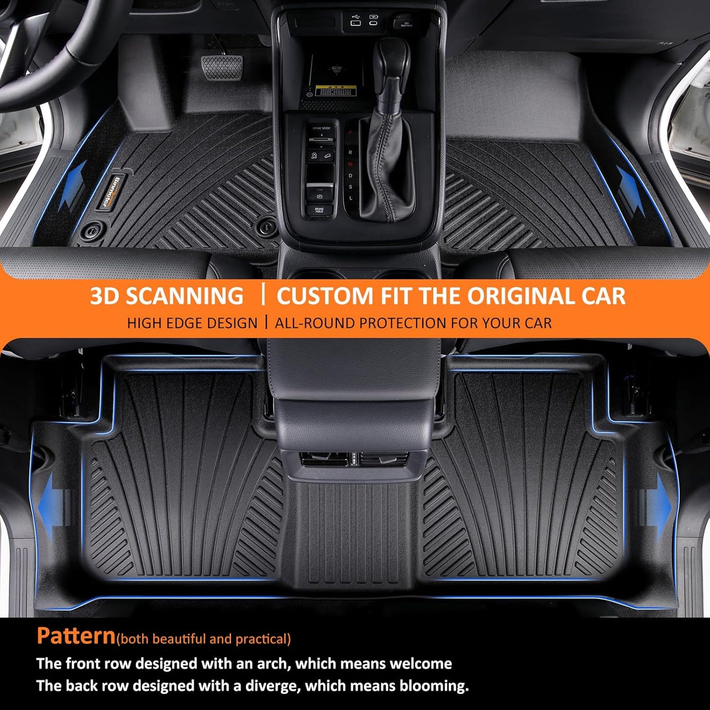 Binmotor-All Weather Floor Mats and Cargo Liner Set for 2024 2025 Mazda CX-90 & CX-90 PHEV（6 & 7 Seater with 2nd Row Bench Seat or Bucket Seat） Seatback Cargo Fit for 6 Seater, for CX90 Accessories