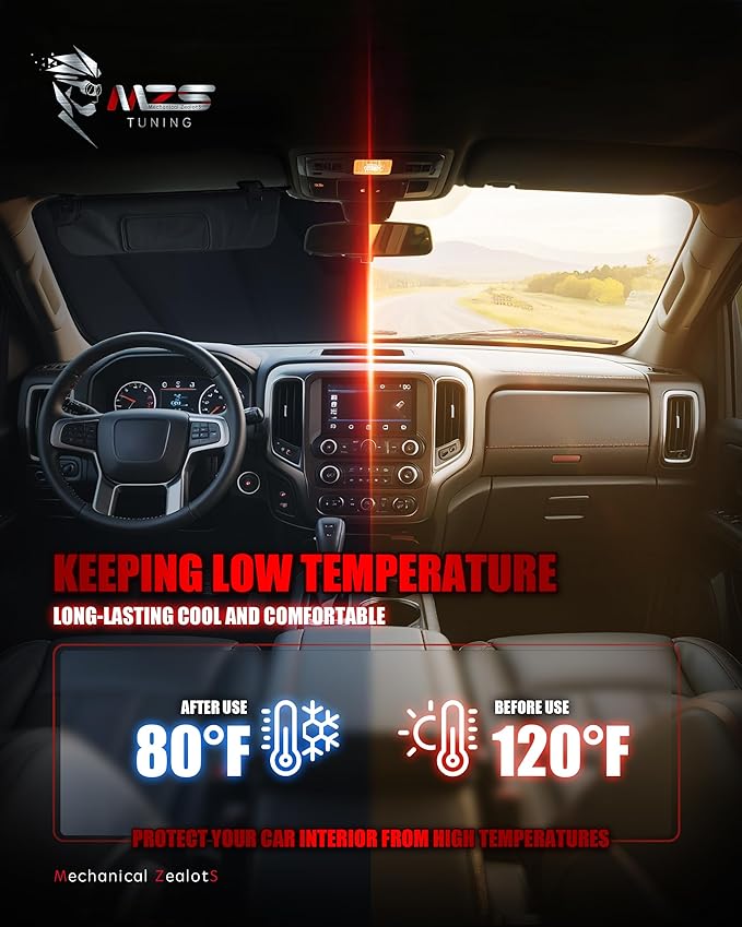 MZS Windshield Sun Shade Compatible with Forte 2019-2024, Foldable Car Front Window Sunshade with Storage Pouch, Sedan Sun Visor Shield Accessories for Interior Protector