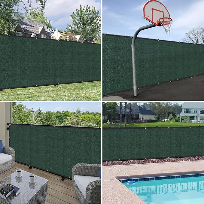 Windscreen4less Privacy Fence Screen Heavy Duty Windscreen Fencing Mesh Fabric Shade Net Cover for Outdoor Wall Garden Yard Pool Deck, 8'x264' Green