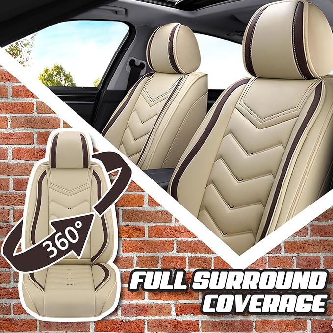 Car Seat Covers for Lexus ES 350 2007-2026, Premium Nappa Leather Car Seat Cover, Stylish Sport Seat Covers， Automobile Seat Cover Sets.(Standard 2 Seats/Beige)