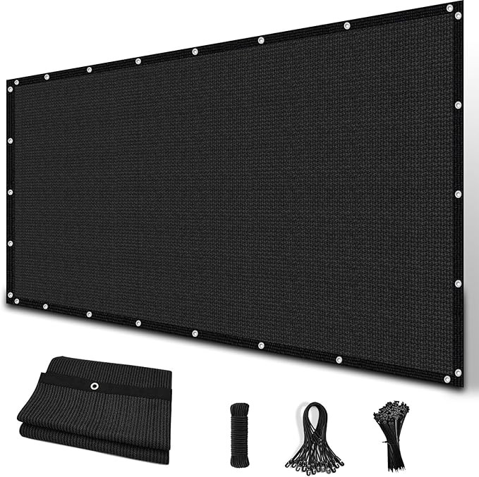 Amagenix 90% Sun Shade Cloth with Grommets, 6' x 12' Pergola Replacement Shade Cover Canopy Privacy Screen for Outdoor Patio Garden, Black (We Customized)