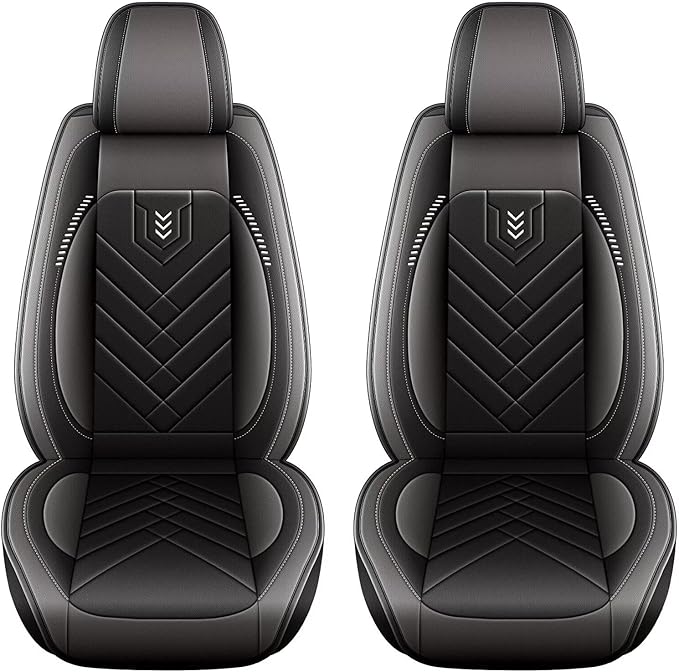 AOMSAZTO Car Seat Covers Front Set Fit for Ford Transit Connect 2010-2025 2026 Faux Leather Waterproof Seat Covers Automotive Seat Cushion Protector(2 Seats, Black&Grey)