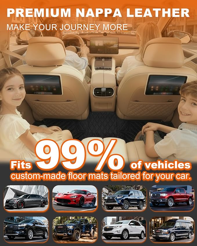 All-Weather car Floor MATS-Suitable for 99% of car Models,Leather car mat, offering Personalized Embroidery and Multiple Color Options,Provide Protection for car Rug (Light-Blue)