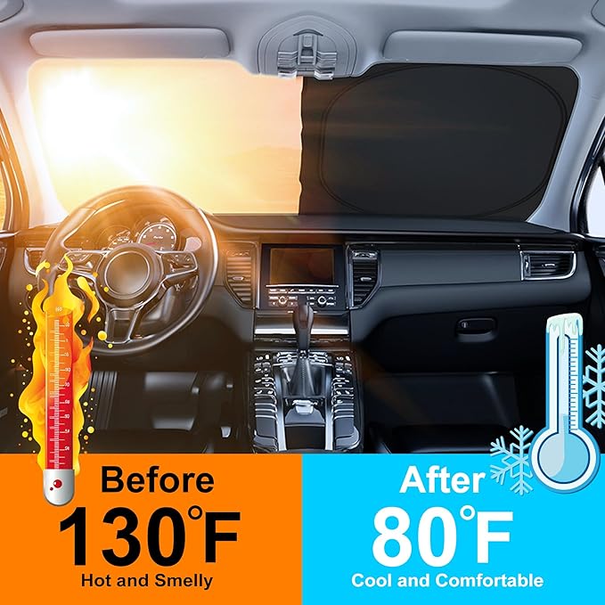 Windshield Sun Shade Custom Fit for 2015-2020 2021 2022 2023 2024 Nissan Murano Accessories Foldable Window Sunshade Sun Blocker Protect Car from Sun Rays & Heat Damage Keep Car Cooler