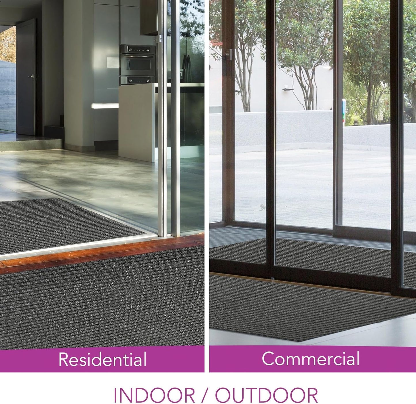 iCustomRug Spartan Weather Warrior Duty Indoor/Outdoor Utility Ribbed in 3ft,4ft,6ft Widths 70 Custom Sizes with Natural Non-Slip Rubber Backing 4'X22' in Charcoal