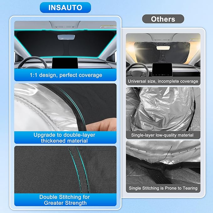 INSAUTO Custom Fit Windshield Sun Shade Accessories for Chevrolet/Chevy Impala 2014-2020, Foldable Front Window Sunshade, UV & Heat Reflector, Keeps Interior Cool, Includes Storage Bag
