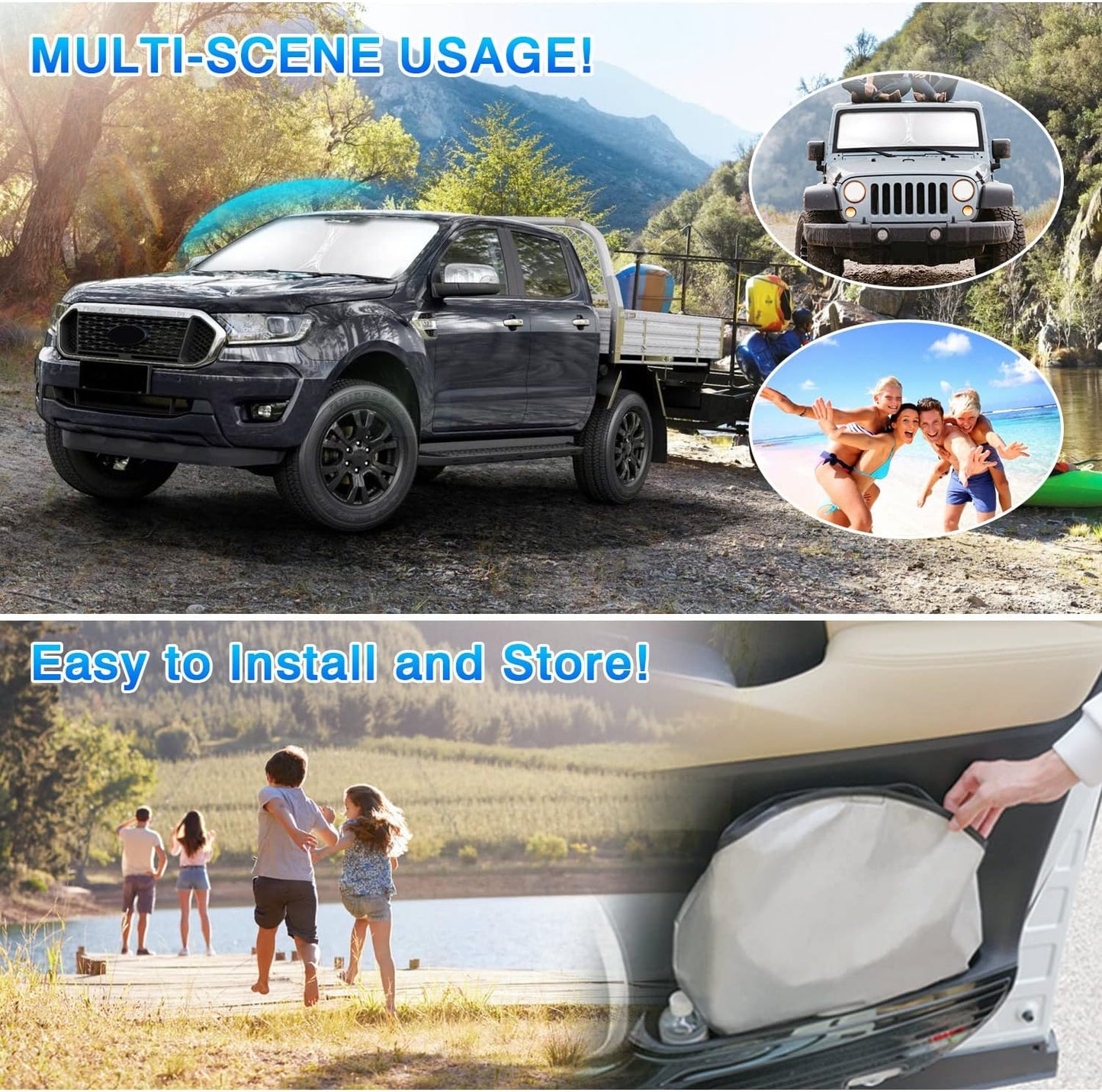 T TGBROS Windshield Sun Shade for Jeep Grand Cherokee 2011-2021 Accessories Foldable Sun Shield Front Window Sunshade Cover Sun Visor Cover Block Heat and Sun Protection(NOT for Cherokee L)
