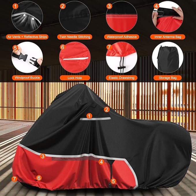 Waterproof Motorcycle Cover Replace for Indian Scout/Scout Bobber/Chief, 420D Oxford Cloth Customized Motorcycle Cover for Snow Rain Dust Protection